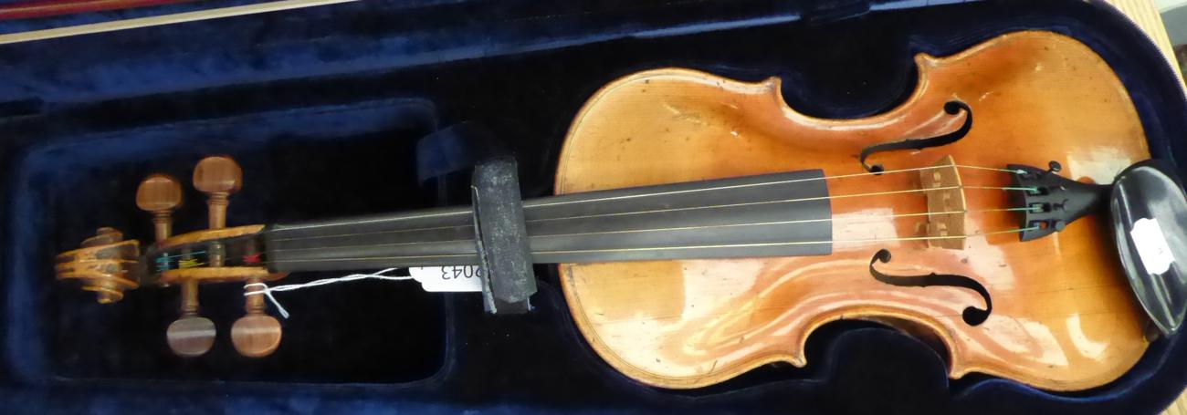 Violin 14'' two piece back, ebony finger board, label reads 'Vuillaume, a Paris, rue croix de petits - Image 2 of 14