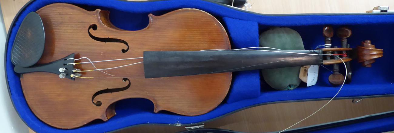 Violin 14'' two piece back, ebony fingerboard, has internal writing presumably written by a repairer - Image 2 of 17