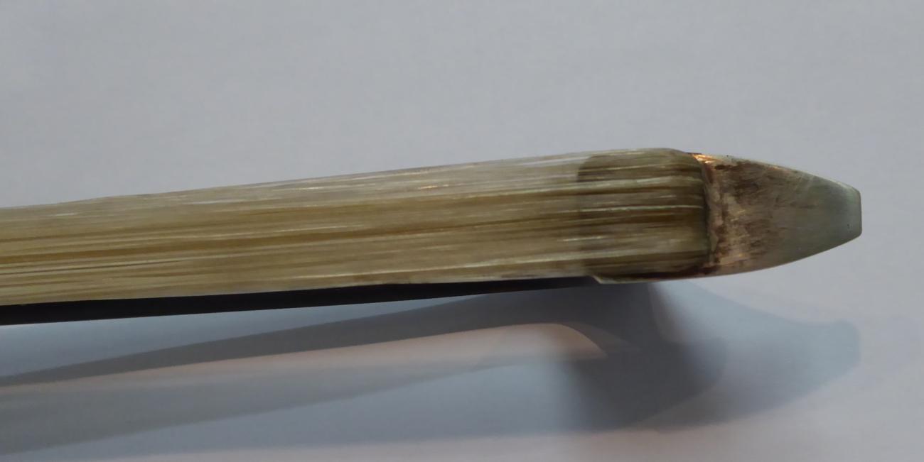 Cello Bow stamped on frog and stick 'Forster' open frog made from ivory also with bone button, - Image 8 of 9