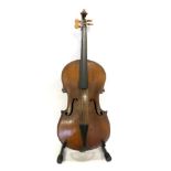 Cello (Small Size) 22 1/2'' one piece back, stamped 'Young' with four indistinct marks on back of