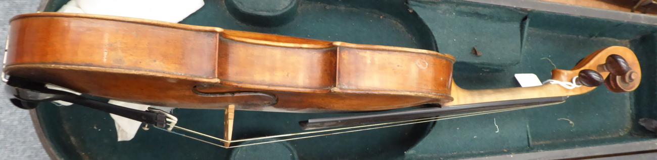 Violin 14 3/8'' two piece back, ebony fingerboard and tailpiece, with label 'Antony Posch Macher - Image 3 of 10