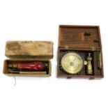 Brass Sighting Compass with tripod mount and removable sights 3 1/4'', 8cm diameter in mahogany case