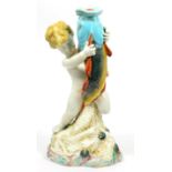 ~ A Royal Worcester majolica ware figural candlestick, 29cm high