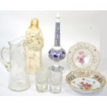 ~ An Edwardian lemonade jug and four matching tumblers, together with a Parian figure, a Turkish