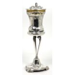 A silver plated Art Nouveau pedestal cup, stamped ARGENTOR, WIEN, O.X