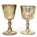 A silver goblet, A E Jones, Birmingham 1972; and another silver goblet Barker Ellis, Birmingham