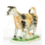 North East spongeware cow creamer