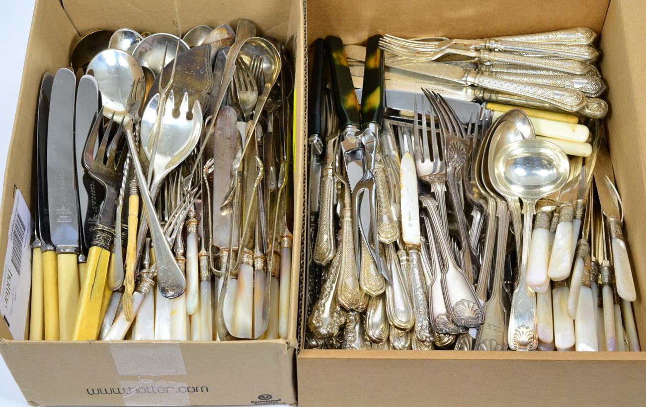 ~ A large quantity of assorted silver plated cutlery