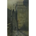 Brian Nolan (b.1931) ''Steps to Sand Street, Collyhurst'' Signed and dated 1963, pastel, 32.5cm by