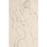 Duncan Grant (1885-1978) Scottish Sheep shearing Biro, together with a further figurative study of a