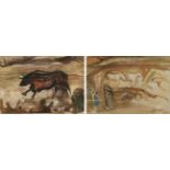 Edward Raymond Payne ARCA (1906-1991) ''Wall Painting - Caves at Lascaux'' Signed and dated 1957,