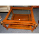 An Egyptian Revival Burr Maple, Ebony and Gilt Metal Mounted Coffee Table, modern, with plate