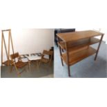 A Pair of Oak Folding Luggage Stands, modern, stamped Cresta, 66cm by 40cm by 47cm; A Habitat Drew