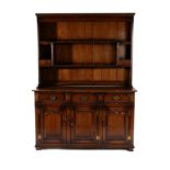 A Titchmarsh & Goodwin Oak Enclosed Dresser and Rack, modern, with two shelves and open niches