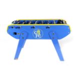 A Blue and Yellow Painted Football Table, in the colours of Chelsea Football Club, with eight