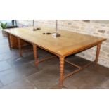 A Large Oak Bespoke Made Dining Table, modern, of plank construction with butterfly joints and