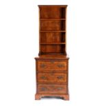 A Burr Walnut and Feather-Banded Audio Cabinet/Bookcase, modern, in 17th century style, the bookcase