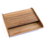 A Linley Walnut Tambour Desk Tidy, with compartmentalised interior, with top lid, stamped on