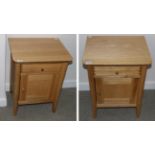 A Pair of John Lewis Essence Oak Bedside Tables, modern, each with single drawer above a cupboard