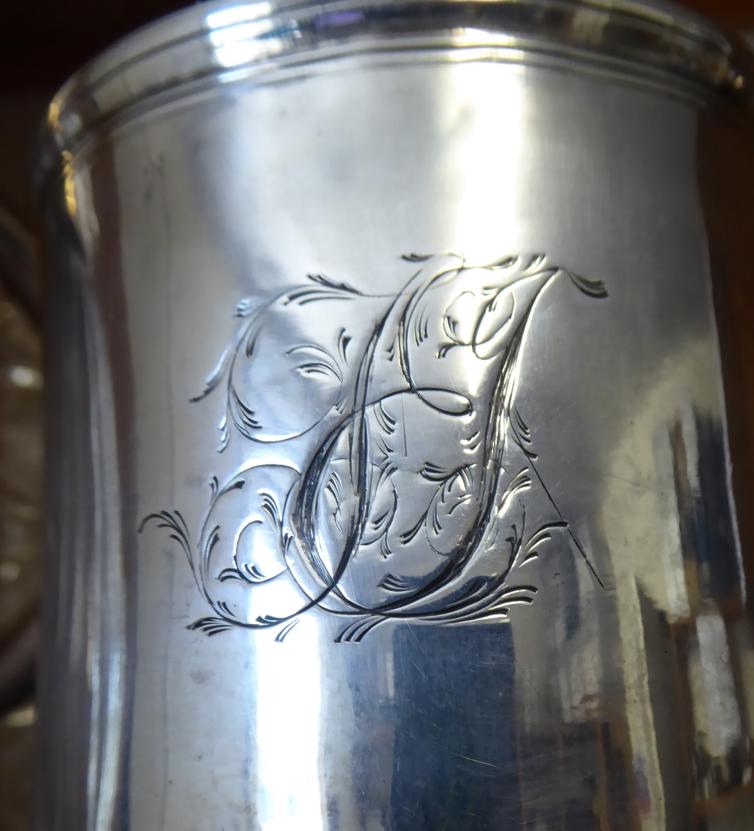 A George III Provincial Silver Mug, John Langlands, Newcastle 1774, tapering form with girdle, - Image 3 of 5