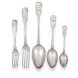 A Composite Service of George III-Victorian Provincial Silver Fiddle Pattern Flatware, predominantly