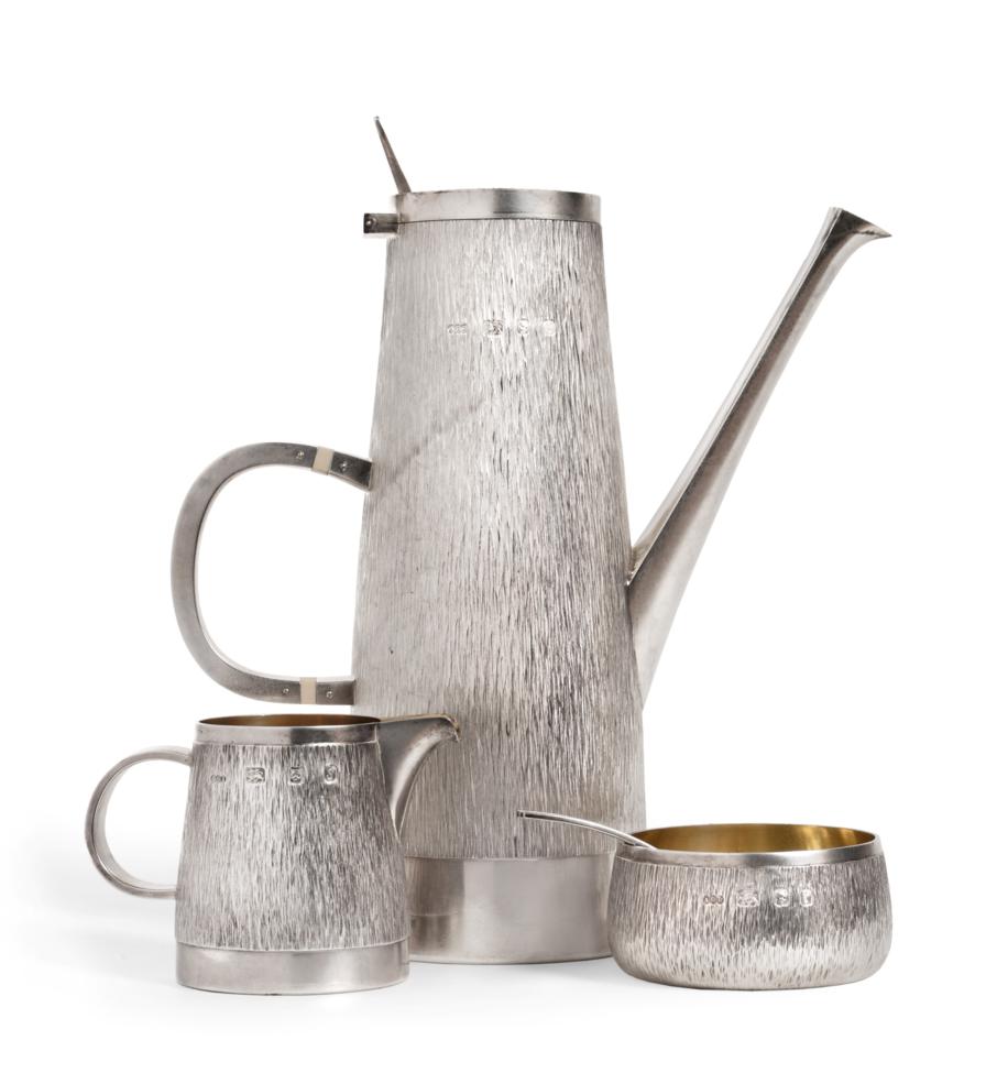 Gerald Benney - A Matched Silver Three Piece Coffee Service, London 1976 and 1991-93, comprising