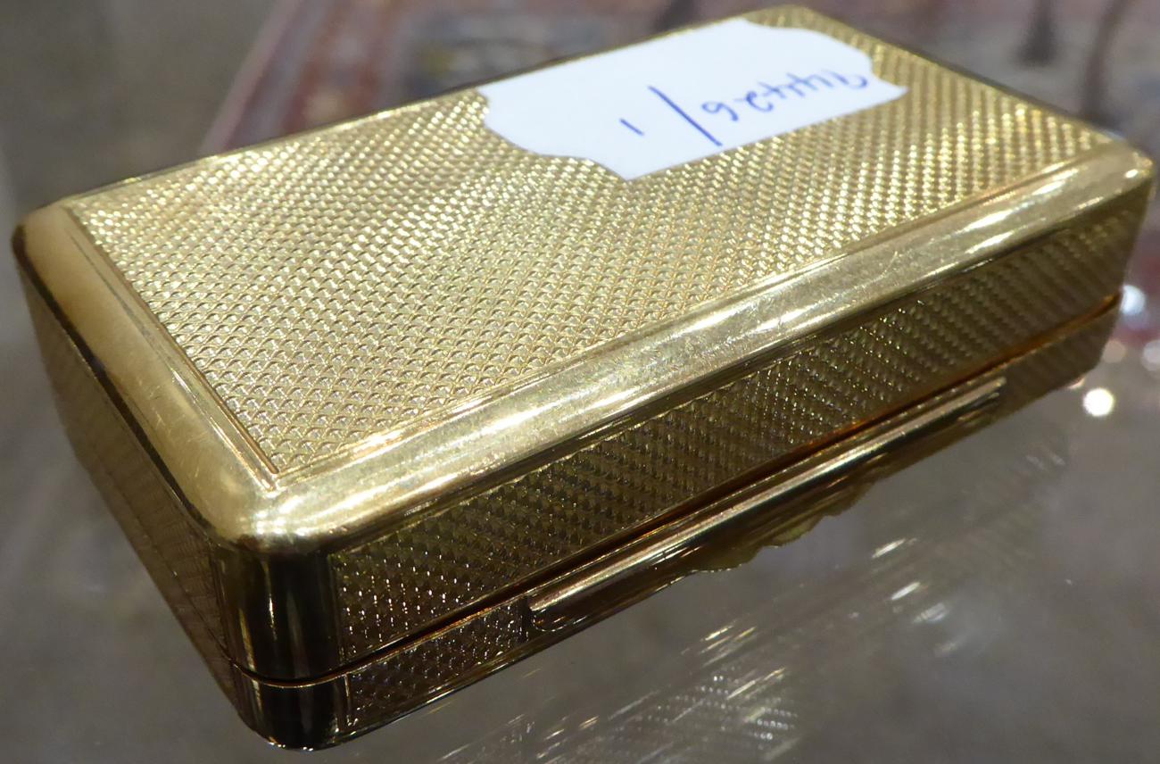 A George IV 18ct Gold Snuff Box, Charles Rawlings, London 1824, rectangular with rounded corners, - Image 7 of 10