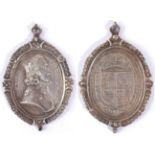 A Silver Pendant Cast with a Bust of Charles II, inscribed CAROLVS DG MAG BRI FR ET HIB, 5.2cm