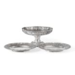 A Set of Three Victorian Scottish Silver Dishes, Hall & Co, Glasgow 1886, oval and repousse