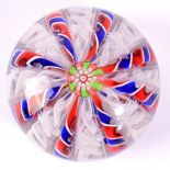 A St Louis Miniature Crown Paperweight, circa 1850, with red, blue and white twisted ribbons