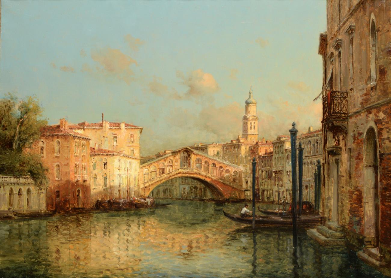 Antoine Bouvard (19th/20th century) French ''Venise du Pont du Rialto Signed, oil on canvas, 48cm by