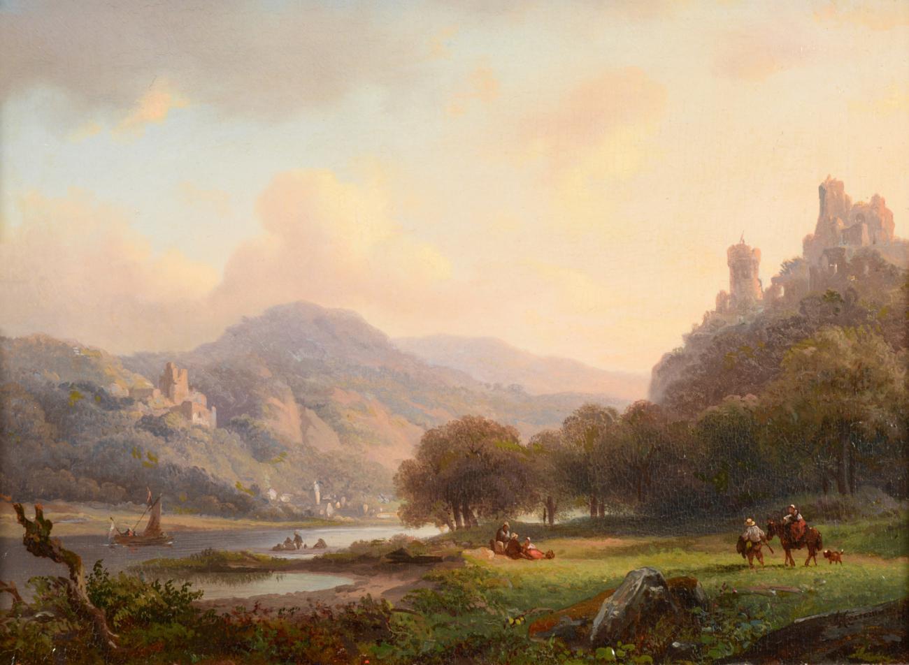 Frederick Marinus Kruseman (1816-1882) Dutch Landscape near Cleeve Signed, oil on panel, 15cm by