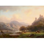 Frederick Marinus Kruseman (1816-1882) Dutch Landscape near Cleeve Signed, oil on panel, 15cm by
