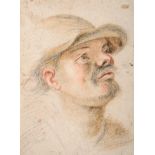 Attributed to Giovanni Francesco Cipper (18th century) Italian Study of a head of a peasant Pencil