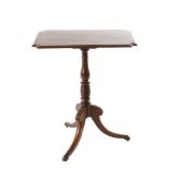 A Regency Mahogany Tripod Table, early 19th century, of rectangular form with re-entrant corners