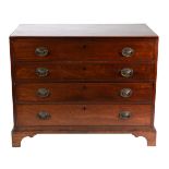 A George III Mahogany Straight Front Four Drawer Secretaire Chest, late 18th century, the top drawer