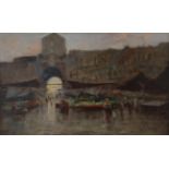 Oscar Ricciardi (1864-1935) Italian ''The Market at Naples'' Signed, oil on panel, 22cm by 35cm