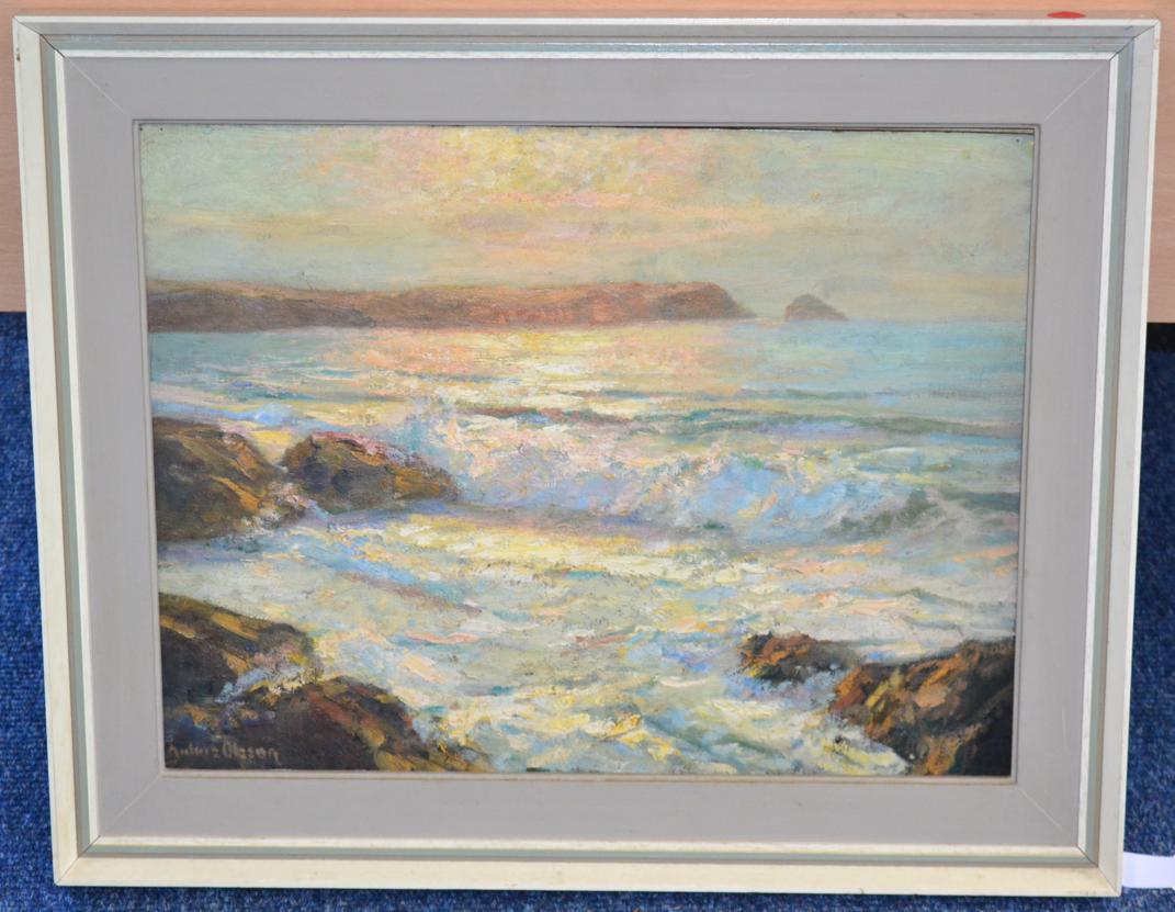 Julius Olsson (1864-1942) Sunset off the coast Signed, oil on board, 34.5cm by 44.5cm See - Image 2 of 3