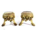 A Pair of Victorian Carved Giltwood Jardinière Stands, 3rd quarter 19th century, in George II style,