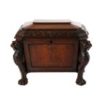 A Regency Carved Mahogany Cellaret, in the manner of Thomas Hope, early 19th century, the hinged lid