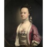 Henry Pickering (fl.1740-1771) Portrait of a Lady, half length, wearing a white satin dress with a