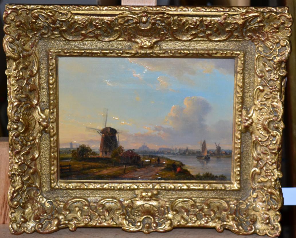 Lodewijk Johannes Kleijn (1817-1897) Dutch River landscape in Summer Oil on panel, 14cm by 19.5cm - Image 2 of 3