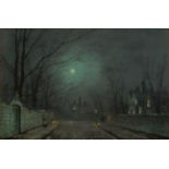 Attributed to the Grimshaw family of painters (19th century) Nocturne street scene Bears signature