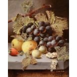 Oliver Clare (1853-1927) Still life of fruit Signed, oil on board, 29cm by 23cm Provenance: Stacy-