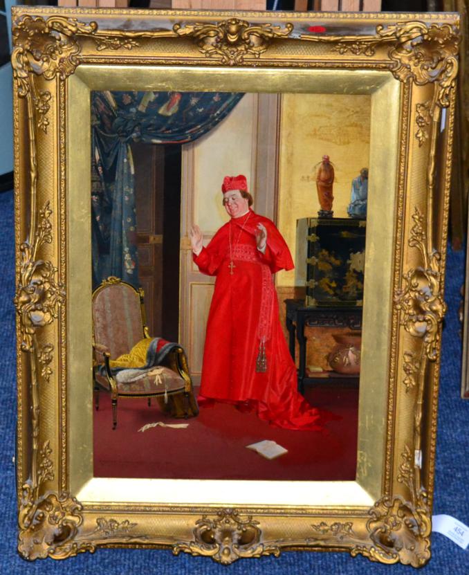 Georges Croegaert (1848-1923) Belgian The Connoisseur - Cardinal standing in an interior of - Image 2 of 3