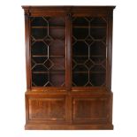 A Victorian Glazed Mahogany Bookcase, 3rd quarter 19th century, in George III style, the moulded and