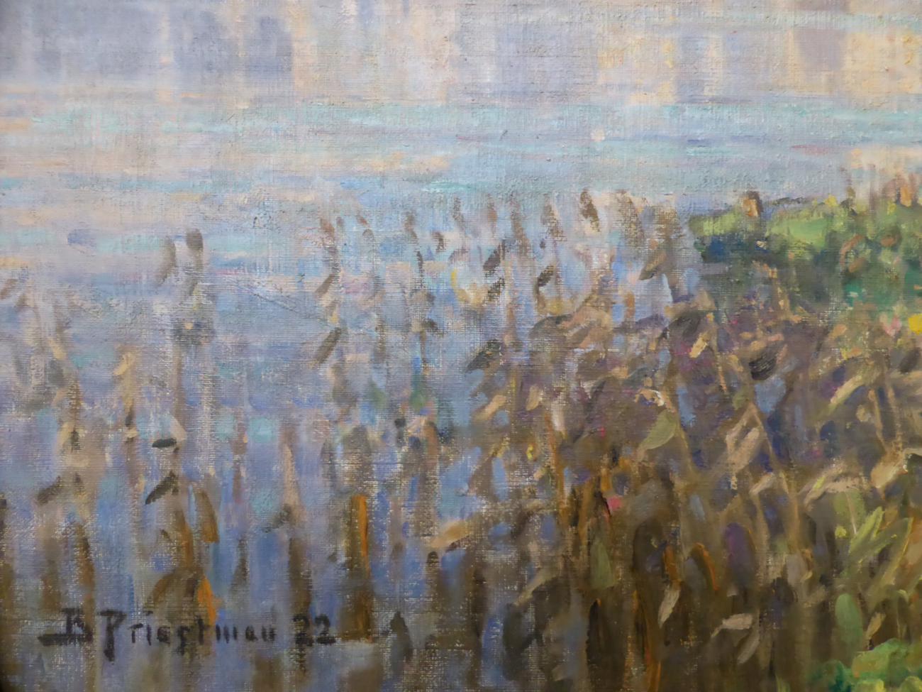 Bertram Priestman RA, ROI, NEAC, IS (1868-1951) Extensive river landscape Signed and dated (19)22, - Image 6 of 7