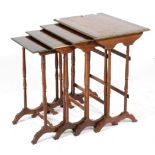A Set of Late Regency Rosewood and Parquetry Decorated Quartetto Nesting Tables, 2nd quarter 19th