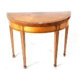 A George III Satinwood and Rosewood Crossbanded Foldover Card Table, late 18th century, of D