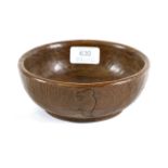 Woodpeckerman: A Stan Dodds (1928-2012) English Oak Nut Bowl, with tooled interior and exterior,